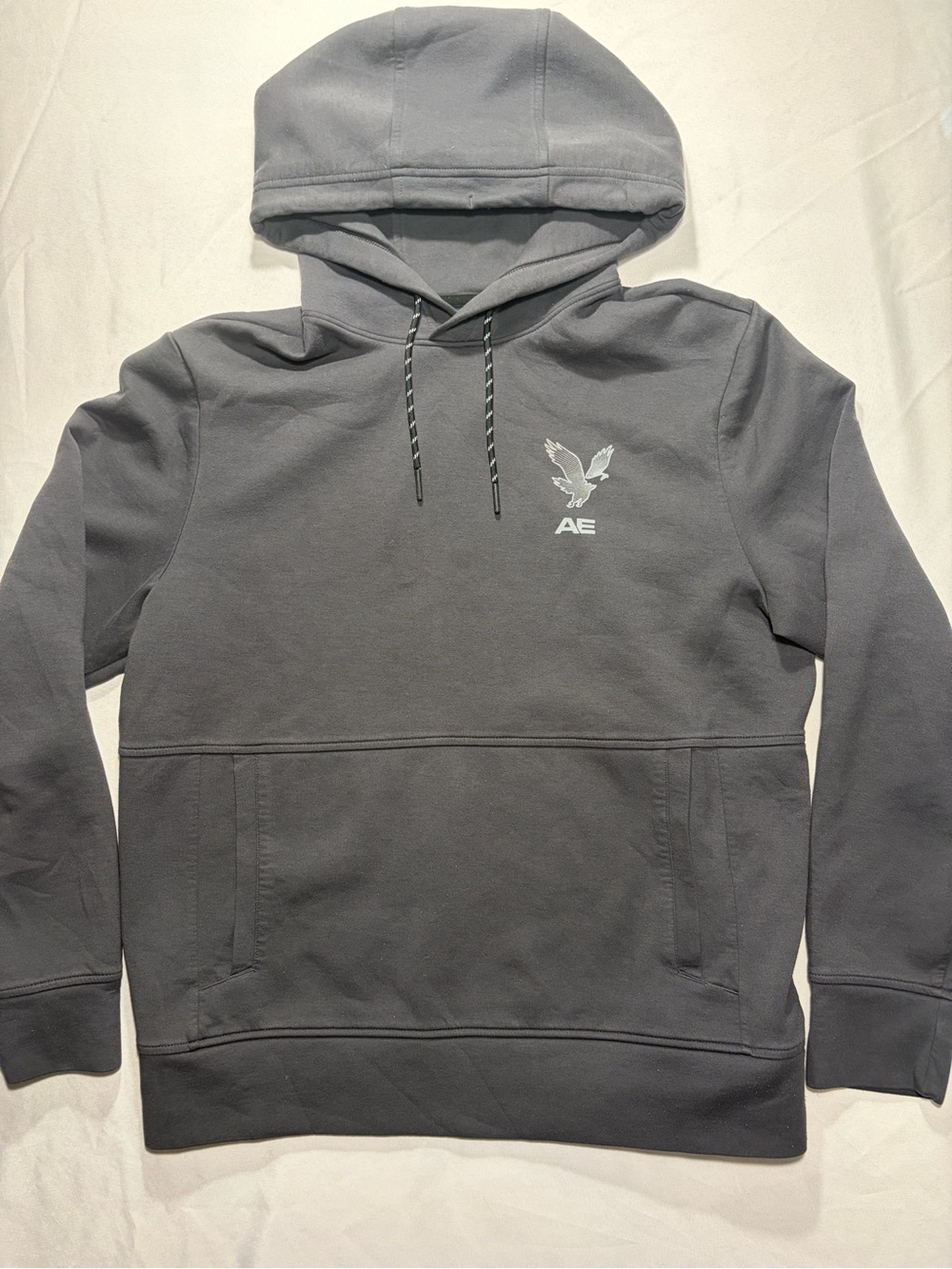 American Eagle Outfitters Men’s Charcoal Gray Pullover Hoodie with AE Eagle